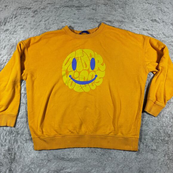 Outdoor Voices Sweat Set Womens L Yellow Smiley Hiker's Club Lounge Joggers Boxy - Picture 2 of 13
